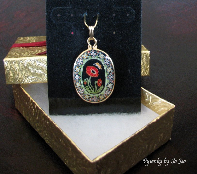 Red Poppies Pendant Pysanky By So Jeo